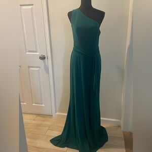 Chic One-Shoulder Teal Dress
